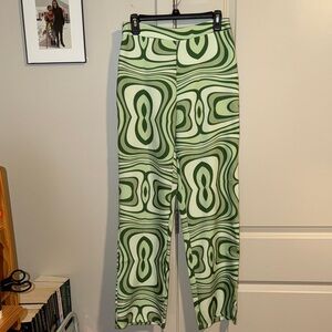 SHEIN Green Wave Pattern Pants
